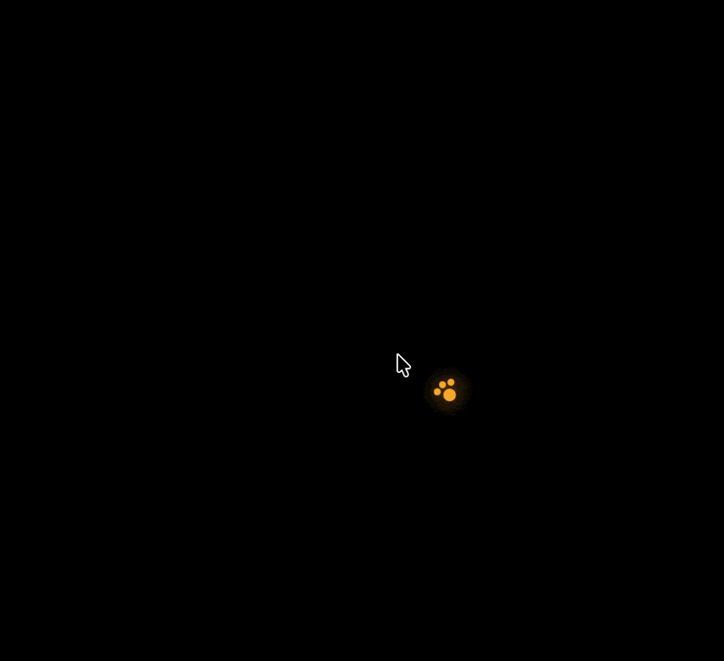 Animated Pip paw companion following the cursor